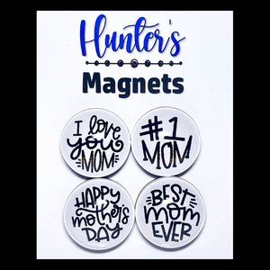 Set of 4 Magnets - Best #1 Mom Glass Refrigerator Kitchen Whiteboard